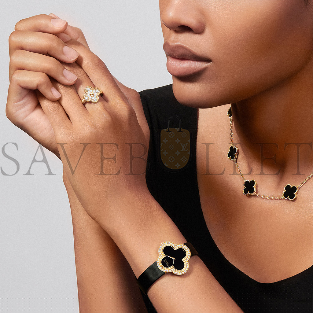 VAN CLEEF ARPELS VINTAGE ALHAMBRA NECKLACE, 10 MOTIFS - YELLOW GOLD, ONYX  VCARA42700